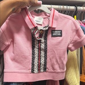 Authentic Burberry Kids Pink Polo with Patterned